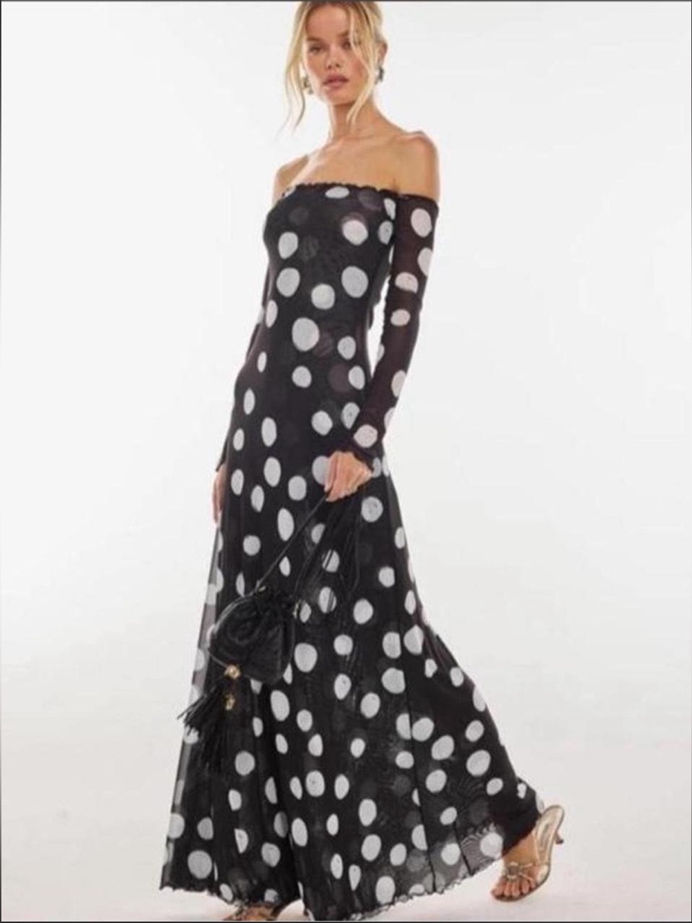 Resa Polka Dot Off Shoulder Dress